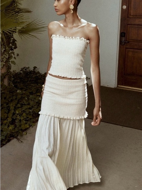 Zara Dresses & Skirts - Zara Cream Knit Bandeau Top & Combined Knit Skirt Set